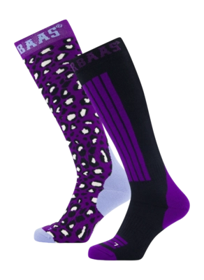 Ski Socks Poederbaas Unisex Panther Purple Multi (2 pack)