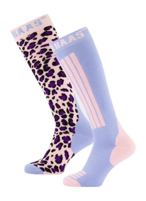 Ski Socks Poederbaas Unisex Panther Pink Multi (2 pack)