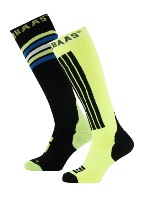 Skisokken Poederbaas Unisex Striped Black Multi (2 pack)
