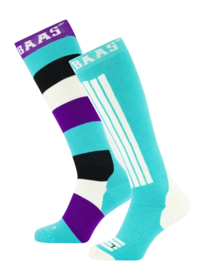 Skisokken Poederbaas Unisex Striped Mint (2 pack)