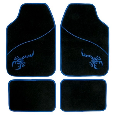 Mattenset Carpoint Scorpion Blauw Zwart (4-delig)