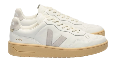 Veja Women V-90 O.T. Leather Extra-White Light-Grey Natural