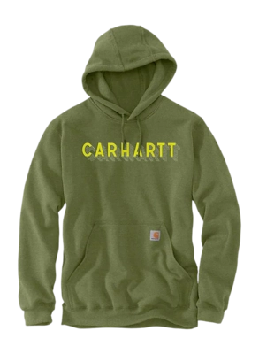 Hoodie Carhartt Men Rain Defender Logo Graphic Chive Heather