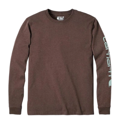 Shirt Carhartt Men Sleeve Logo L/S Mocha Heather