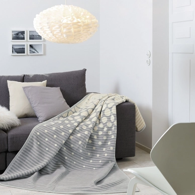 Plaid Ibena Sorrento Zilver/Wit