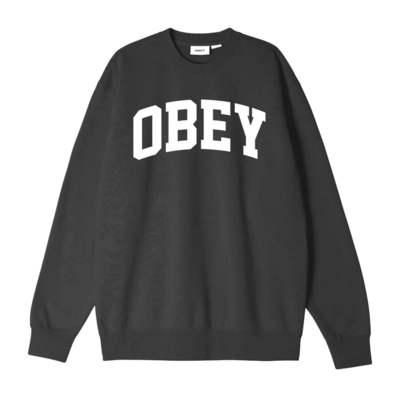 Crewneck Obey Men Collegiate III Extra Heavy Pullover Black