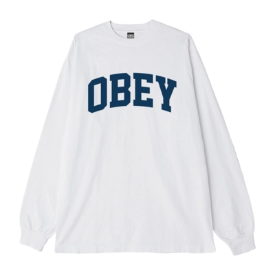 Long Sleeve Shirt Obey Men Collegiate II Heavyweight White