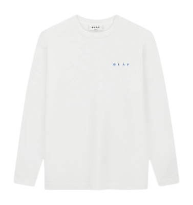 T-shirt Manches Longues Olaf Hussein Men Ink Stain Tee LS Optical White
