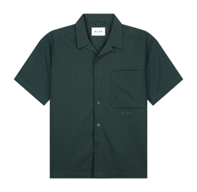 Shirt Olaf Hussein Men Linen Camp SS Dark Green