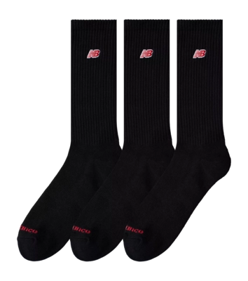 Chaussettes New Balance Unisexe Patch Logo Crew Black (Lot de 3)