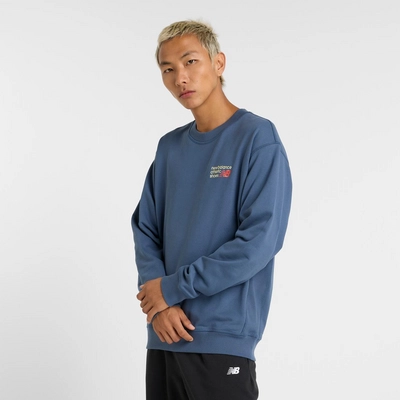 Trui New Balance Men Athletics Premium Logo Crew Vintage Indigo