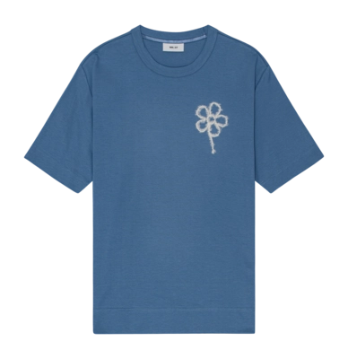 T-Shirt NN07 Homme Pedro EMB SS 3525 Bleu Jasper