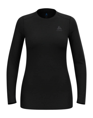Ondershirt Odlo Women BL Top Crew Neck L/S Merino 160 Black