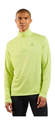 Longsleeve Odlo Herren Mid Layer 1/2 Zip Essential Thermal Shadow Lime Melange
