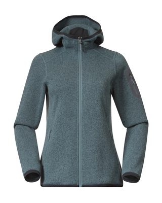 Sweatjacke Bergans Kamphaug Knitted Hoodie Damen Grey Sage
