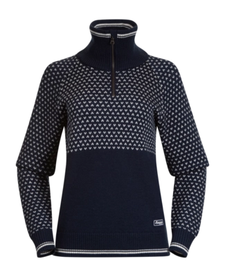 Pullover Bergans Alvdal Wool Half Zip Damen Navy Blue/Vanilla White