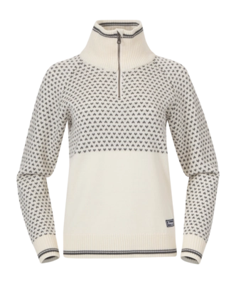 Pullover Bergans Alvdal Wool Half Zip Damen Vanilla White/Solid Dark Grey