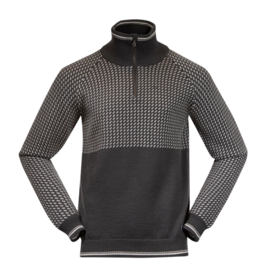 Pullover Bergans Alvdal Wool Half Zip Herren Solid Dark Grey/Vanilla White