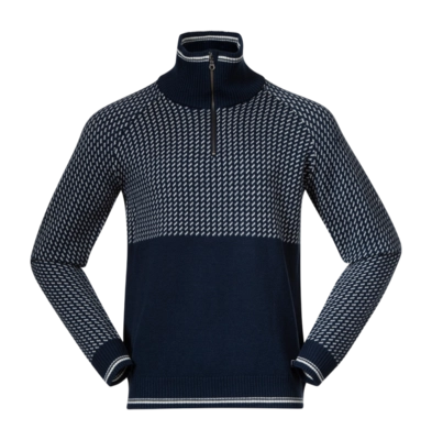 Pull Bergans Men Alvdal Wool Half Zip Navy Blue/Vanilla White
