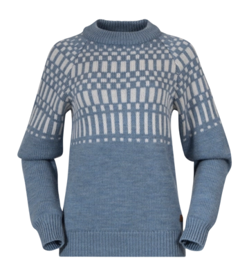 Jumper Bergans Women Nordmarka Merino Jumper Husky Blue/Vanilla White
