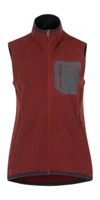 Body Warmer Bergans Women Kamphaug Knitted Vest Chianti Red