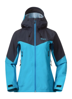 Jacket Bergans Women Rabot Light 3L Shell Jacket Aqua Lagoon/Navy Blue