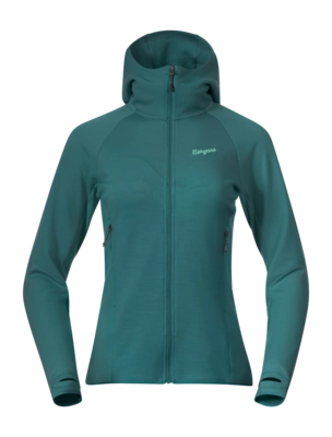 Zip Sweatshirt Bergans Women Tind Merino Hood Jacket Malachite Green