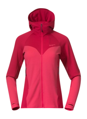 Zip Sweatshirt Bergans Women Tind Merino Hood Jacket Alpine Rose/Light Alpine Rose