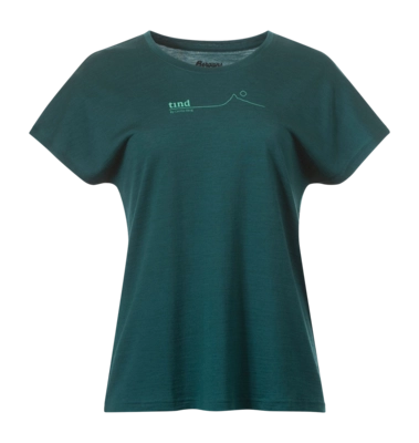 T-Shirt Bergans Women Tind Crux Merino Tee Malachite Green/Light Malachite Green Moon Peak