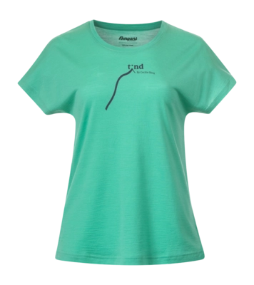 T-Shirt Bergans Women Tind Altitude Merino Tee Light Malachite Green/Navy Blue Steep Peak