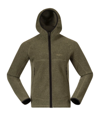 Sweatjacke Bergans Vaagaa Merino Terry Midlayer Hoodie Herren Green Mud