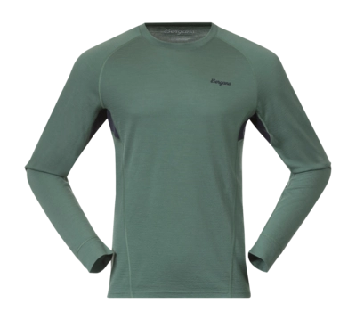 T-Shirt Manches Longues Bergans Homme Inner: Pure Merino Long Sleeve Dark Jade Green/Navy Blue