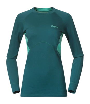 Langarmshirt Bergans Inner: Pure Merino Long Sleeve Damen Malachite Green/Light Malachite Green