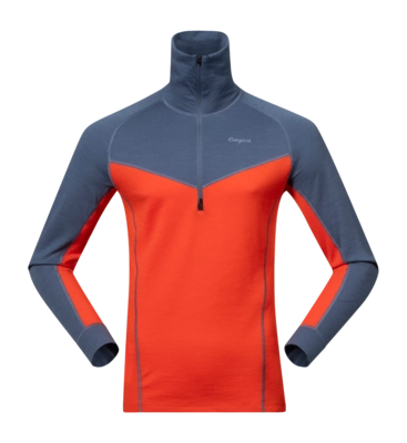 Jumper Bergans Men Inner: Dual Merino Half Zip Lava/Granite Blue