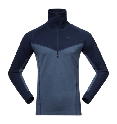 Pullover Bergans Inner: Dual Merino Half Zip Herren Granite Blue/Navy Blue