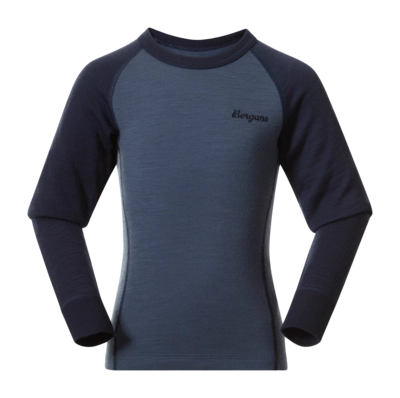 T-Shirt Manches Longues Bergans Enfant Inner: Dual Merino Kids Long Sleeve Granite Blue/Navy Blue