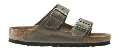 Slipper Birkenstock Arizona Soft Footbed Natural Leather Oiled Faded Khaki Narrow