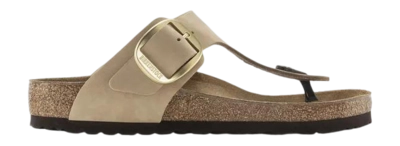 Tongs Birkenstock Women Gizeh Big Buckle Nubuck Leather Sandcastle Narrow