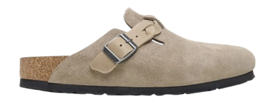 Clogs Birkenstock Boston Braided Suede Leather Damen Taupe Narrow