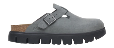 Clog Birkenstock Boston Papillio Chunky Suede Leather Damen Basalt Gray / Black