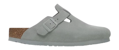 Clogs Birkenstock Boston Suede Leather Unisex Pure Sage Narrow