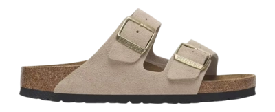 Slipper Birkenstock Arizona Suede Leather Damen Sandcastle Narrow