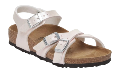 Sandales Birkenstock Enfant Kumba Birko-Flor Embossed Saffiano Iridescent Light Rose Narrow