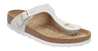 Slipper Birkenstock Women Gizeh Nubuck Leather Antique White Narrow