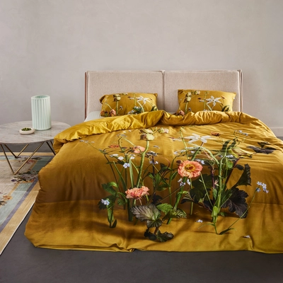 Dekbedovertrek Essenza Ficaria Flower Ochre Satijn