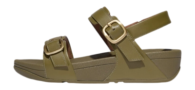 FitFlop Women Lulu Adjustable Sandal Leather Camo-Green