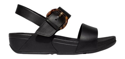 FitFlop Women Lulu Resin-Buckle Leather Back-Strap Sandals All Black 25