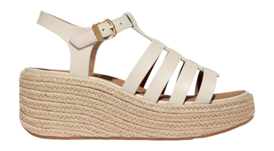Sandalen FitFlop Platfforms Espadrille Leather Fisherman Wedge Sandals Damen Paris Beige