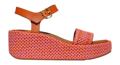 FitFlop Women Platfforms Woven Wedge Ankle-Strap Sandals Satsuma/Pinkperfect Mix
