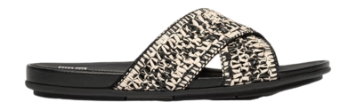 FitFlop Women Gracie Woven Cross Slides Black/Ivory Mix